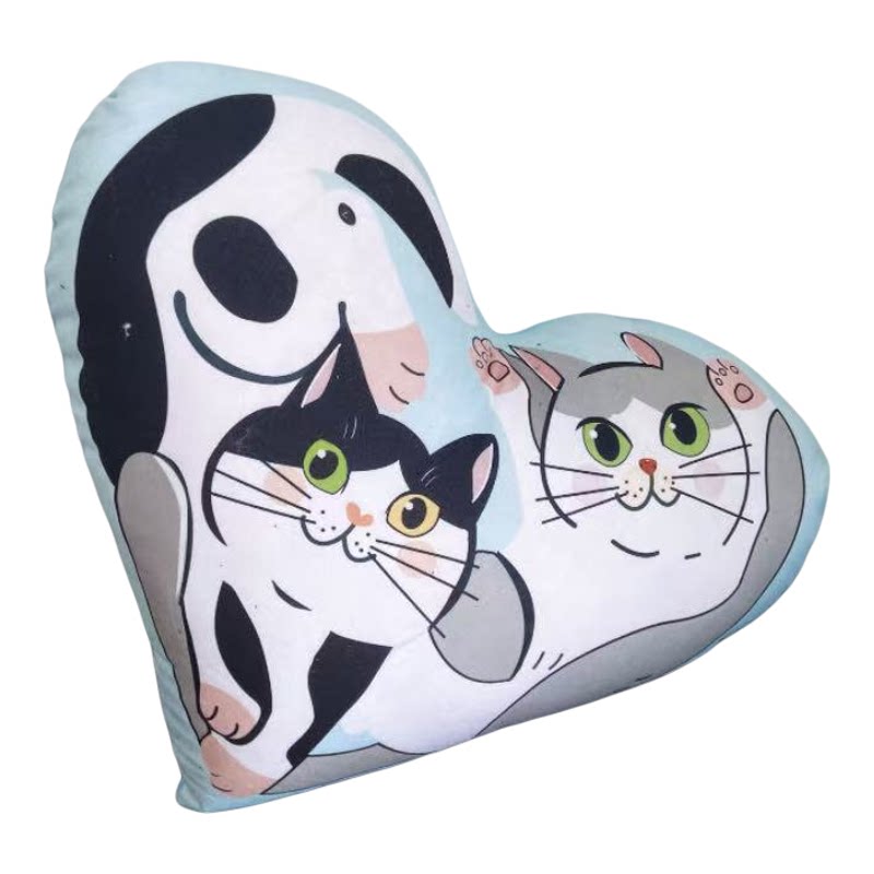 卡通猫咪爱心抱枕靠垫童趣