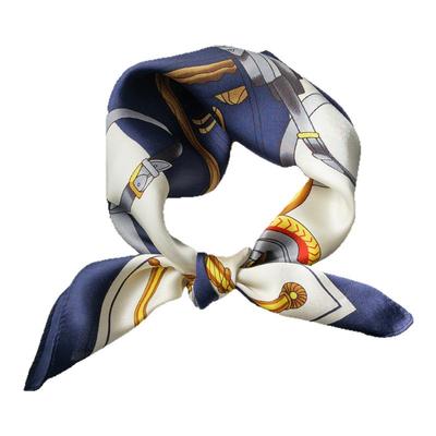 INSINUER马车蓝色真丝小方巾女