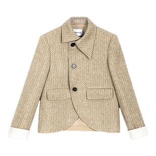 [现货]Forevercan女装新款圣克鲁斯澳洲绵羊毛英伦风弧形下摆外套