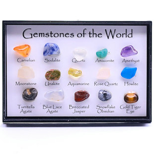 天然15种矿石水晶展示盒礼盒原石自然地质教学矿晶儿童标本盒宝石