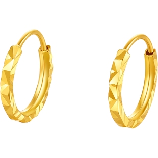 周六福黄金5G计价足金耳饰爆闪碎碎冰车花耳扣耳环新年礼物