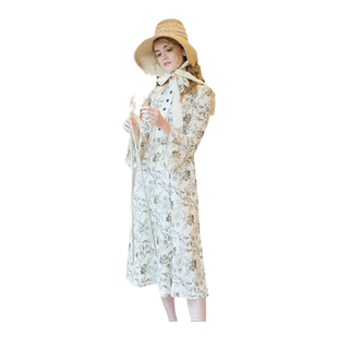 MP复古原创设计英式古典维多利亚优雅气质修身A字长款仙女连衣裙