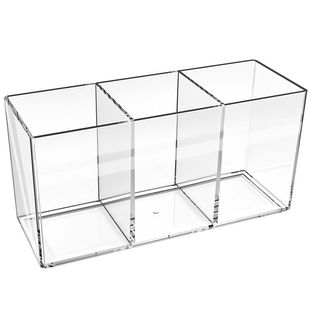 亚克力透明笔筒收纳盒高颜值ins大容量小学生书桌文具置物架桌面多功能4格加厚笔桶高级感办公桌化妆刷小摆件