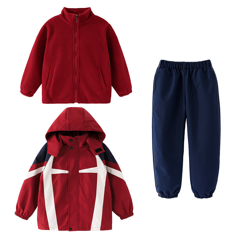 小学生校服冲锋衣三件套冬季加绒一年级儿童校服幼儿园园服班服装