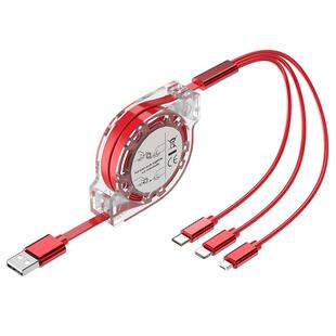 标域伸缩数据线三合一快充车用三头多充一拖三适用苹果华为oppo手机充电器线通用安卓typec接车载汽车闪充