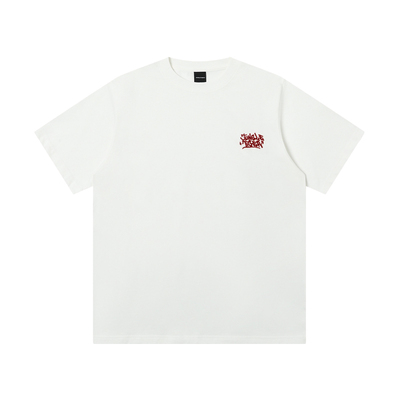 丛林老虎字母涂鸦刺绣短袖t恤男