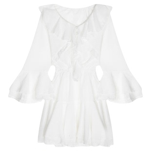 Heatherich连衣裙女2026春季新款法式温柔花边收腰V领短裙590755