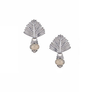 灰玛瑙棕榈籽树叶耳环女轻奢小众设计高级感蓝松石青金石耳钉耳饰