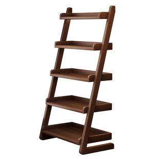 梯形实木书架落地置物架靠墙书柜客厅家用儿童收纳一体展示柜子小