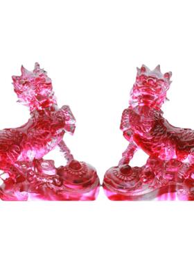 客厅琉璃麒麟承欢风水摆件