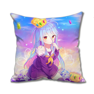 游戏人生NOGAMENOLIFE周边抱枕空白动漫方形毛绒坐靠垫枕头套摆件
