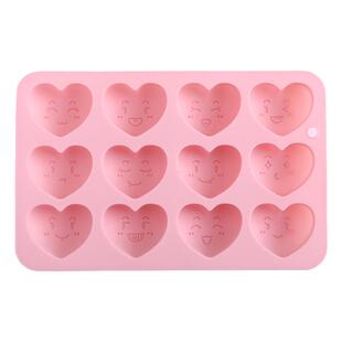萌表情爱心DIY食品级硅胶模具心形巧克力糖果布丁果冻蒸糕香薰模