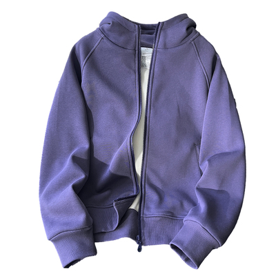 秋冬加绒加厚拉链卫衣开衫外套女