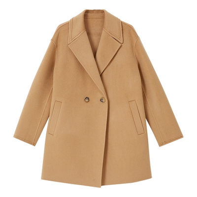 【美丽诺羊毛】YINER音儿专选女装冬季时尚双面毛呢大衣驳领外套