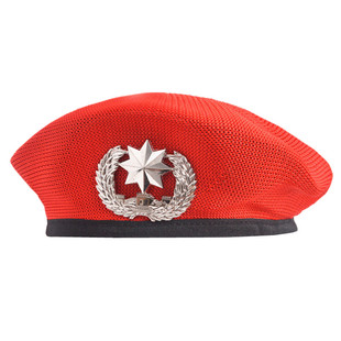 水兵舞帽子女秋冬韩版贝雷帽男儿童红徽章保安五角星演出帽特种兵