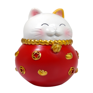 黄铜摆件《招财多多》故宫红可爱招财猫送对象办公桌面玄关摆件