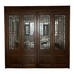 新中式推拉门定制室内仿古门格栅门定制中古风隔断格子门双开门