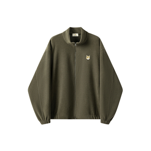 威廉福克斯冬季短绒弹力摇粒绒保暖加厚通勤休闲立领可内搭外套男