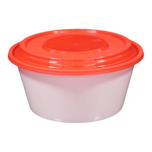 一次性餐盒圆形打包盒1250ml塑料透明餐饮加厚外卖盒商用饭盒带盖