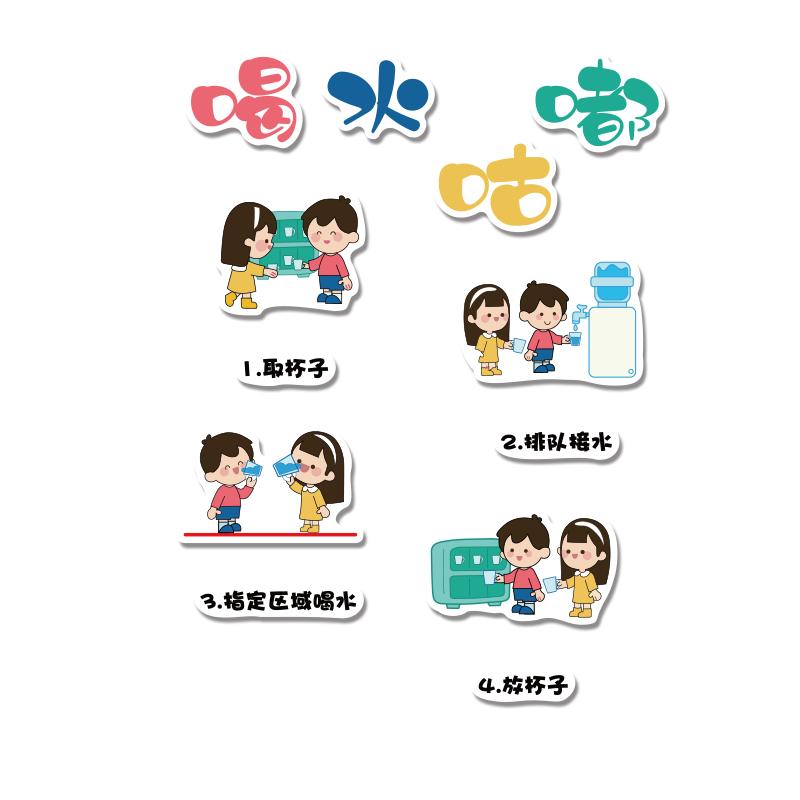咕咚补水站喝水区幼儿园墙面装饰托管班文化形象教室布置环创贴纸