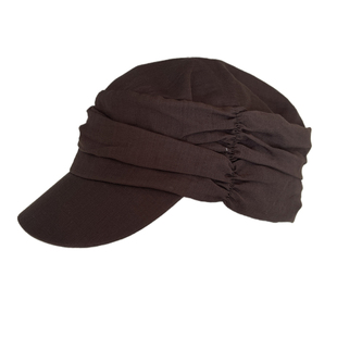 伦敦日常~新款老钱风气质棉麻马术帽女春夏透气复古褶皱贝雷帽潮