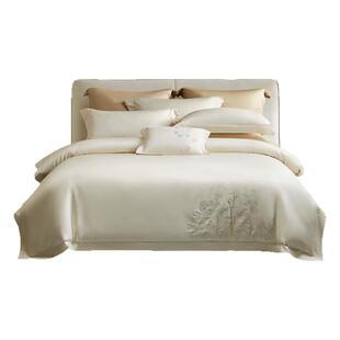 水星家纺全棉100支四件套100%纯棉高端奢华A类抗菌刺绣床品套件