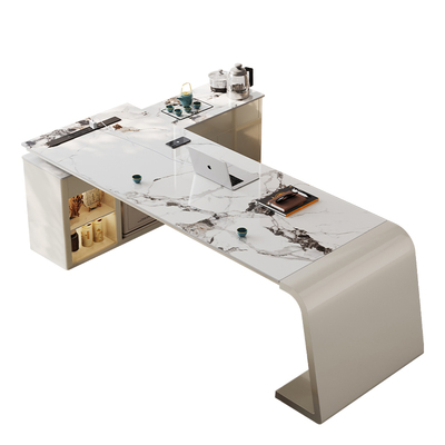 办公室岩板茶桌椅组合轻奢现代高级感老板总裁桌高端接待泡茶台