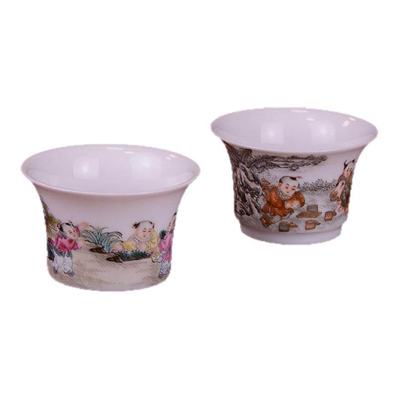 工艺师京德陶瓷手工粉彩功夫茶杯