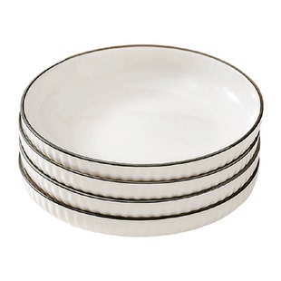 竹木本记陶瓷盘子釉下彩家用餐盘套装菜碟菜盘沙拉盘8英寸盘