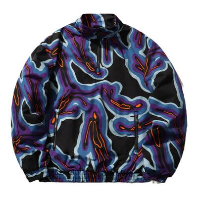 正品李宁正品运动时尚系列男子满印图案拉链套头长袖外套AAER197