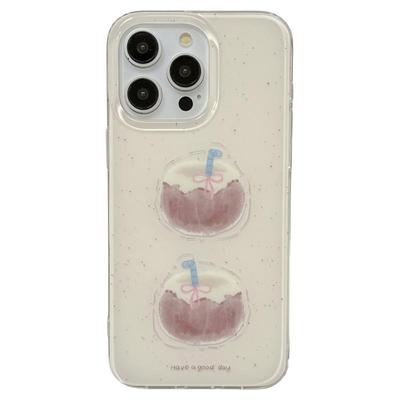 jze韩系ins风小众时髦泼墨两颗椰子适用苹果16ProMax手机壳iphone13新款15pro女17双层16pro创意14防摔保护套