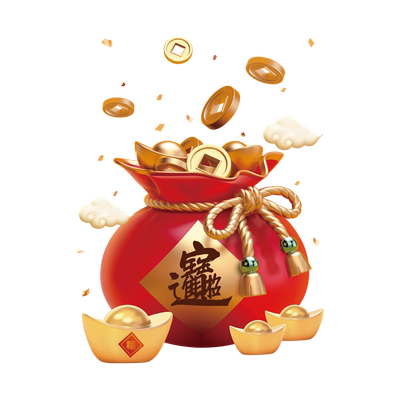 新年春节窗花招财进宝福袋玻璃贴