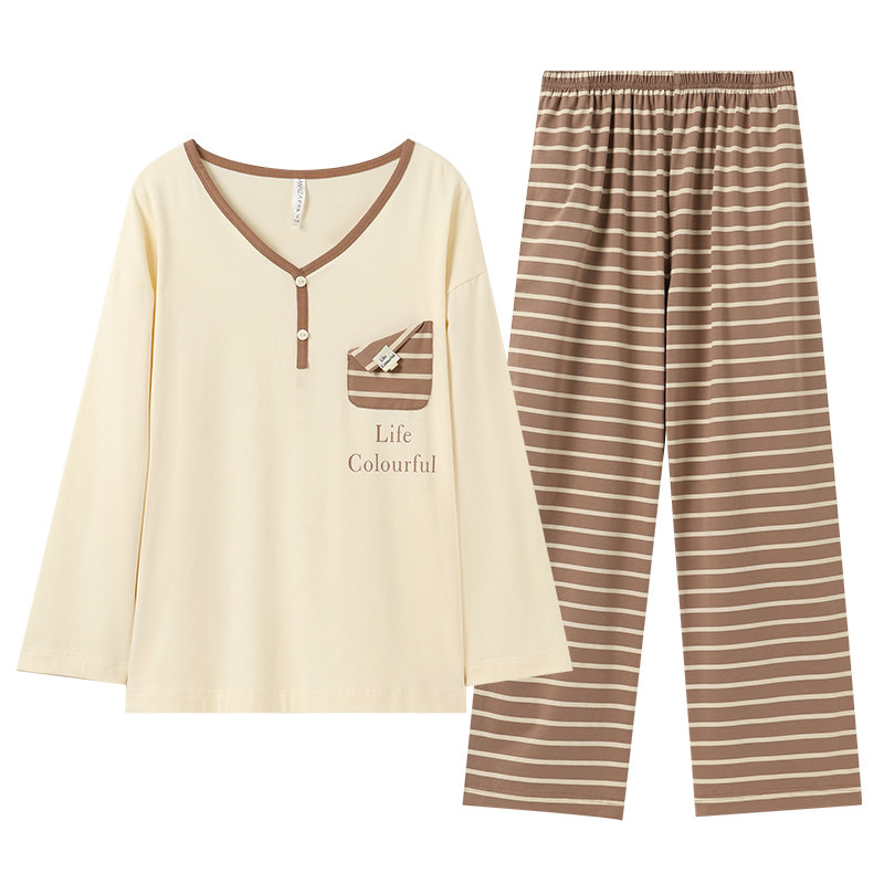 睡衣女纯棉长袖长裤家居服套装
