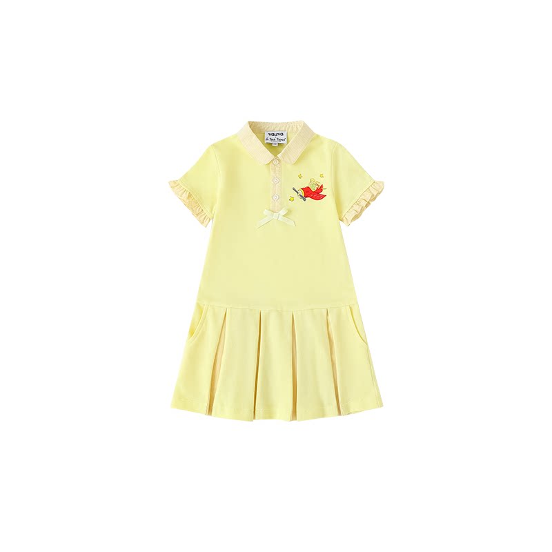 vauva女童夏季学院风百褶连衣裙