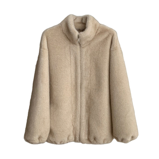 轻奢保暖/宽松立领中长款仿水貂毛皮毛一体环保皮草毛毛外套女冬