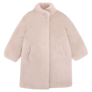 儿童冬季棉服女童中长款加绒加厚保暖仿水貂绒外套男宝宝外出大衣