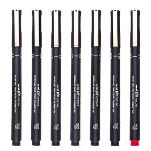 uni三菱铅笔三菱针管笔PIN-200美术生用勾线笔手绘黑色0.5速干防溅水不晕染画画极细进口套装三棱0.38漫画笔