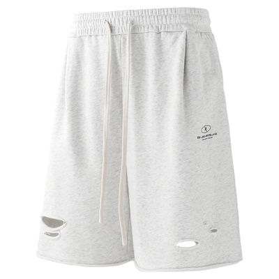 BJHG水洗破洞短裤男复古五分裤子