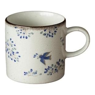 同合日本进口花间燕舞陶瓷马克杯手工日式泡茶杯釉下彩咖啡杯水杯