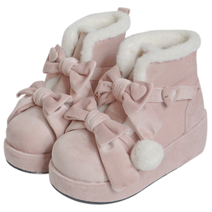 现货 绒绒奶糕 原创lo鞋厚底雪地靴女冬季加绒短靴马丁靴lolita鞋