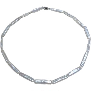 天然淡水珍珠异形巴洛克项链个性女强光小银条牙签吊坠气质锁骨链