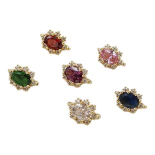 14K包金微镶彩锆椭圆雪花双排三排扣隔珠手工DIY手作珍珠手链项链