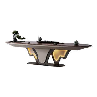 诚骏北美黑胡桃木茶台别墅高端设计师轻奢现代白蜡木实木茶桌组合