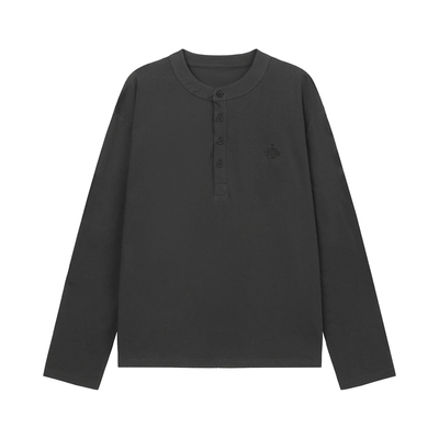 BIPOLAR亨利领纯色长袖T恤男