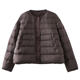 欧货针织拼接羽绒服女冬季新款韩版90白鸭绒轻薄排骨服时尚短外套