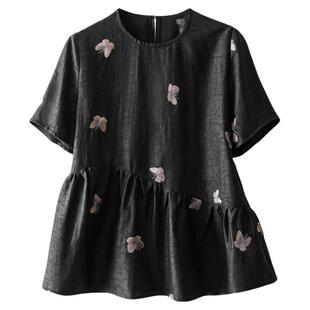 服装纸样裁剪图1736款女士宽松香云纱圆领上衣diy样板1:1设计图纸