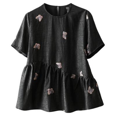 服装纸样裁剪图1736款女士宽松香云纱圆领上衣diy样板1:1设计图纸