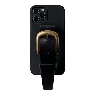 孟鹤堂同款适用苹果17promax手机壳高级感小众便携黑色植鞣牛皮手腕带iphone16系列软壳苹果15保护套明星同款