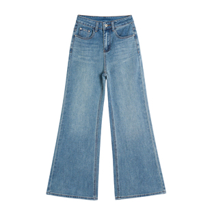 王家有鱼2025秋季新款不贴腿微喇裤显瘦百搭刺绣牛仔裤女时尚裤子