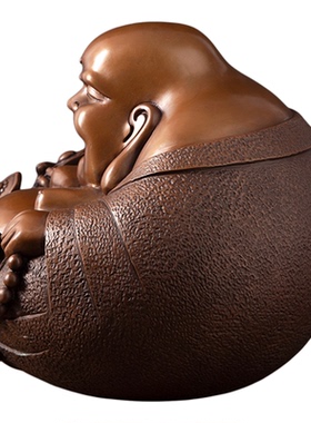 紫铜佛堂大肚佛摆件祈福保平安